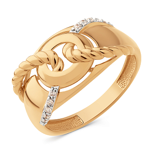 Кольцо из красного золота с фианитами