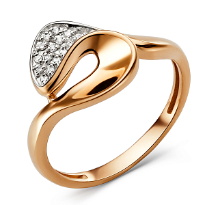 Кольцо из красного золота с фианитами