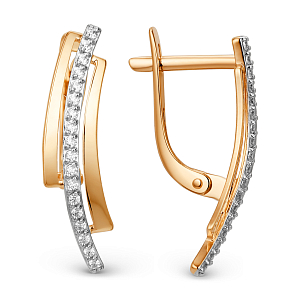 Серьги из красного золота с фианитами