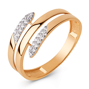 Кольцо из красного золота с фианитами