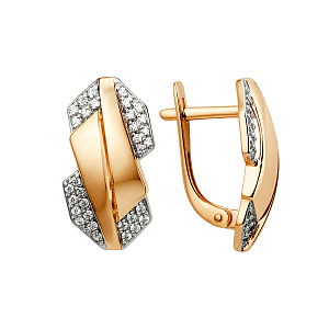 Серьги из красного золота с фианитами