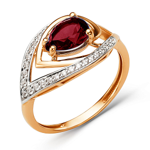 Кольцо из красного золота с гранатом