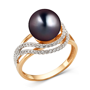 Кольцо из красного золота с фианитами