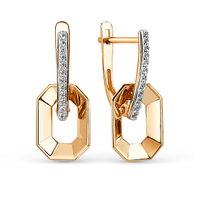 Серьги из красного золота с фианитами