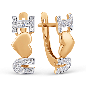 Серьги из красного золота с фианитами