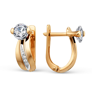 Серьги из красного золота с фианитами