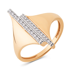 Кольцо из красного золота с фианитами