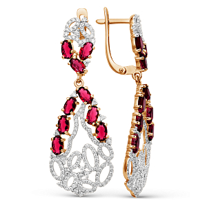 Серьги из красного золота с корундами