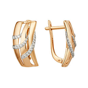 Серьги из красного золота с фианитами