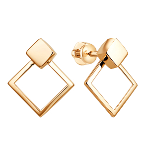 Серьги пусеты из красного золота