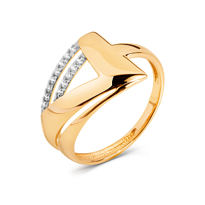 Кольцо из красного золота с фианитами