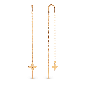 Серьги продевки из красного золота