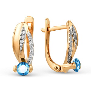 Серьги из красного золота с лондон топазами