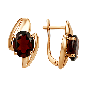 Серьги из красного золота с гранатами