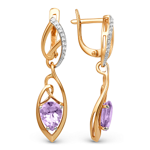 Серьги из красного золота с аметистами