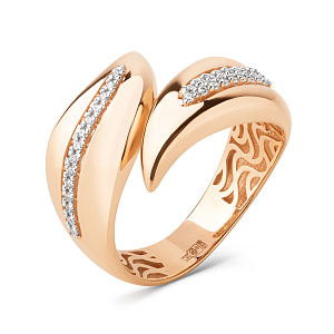 Кольцо из красного золота с фианитами