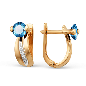 Серьги из красного золота с лондон топазами