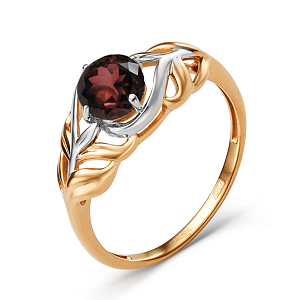 Кольцо из красного золота с гранатом