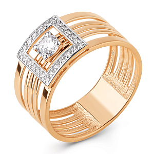 Кольцо из красного золота с фианитами