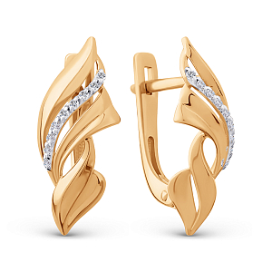 Серьги из красного золота с фианитами