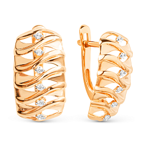 Серьги из красного золота с фианитами