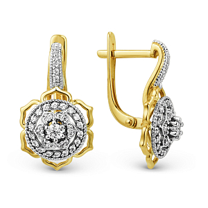 Серьги из желтого золота с фианитами