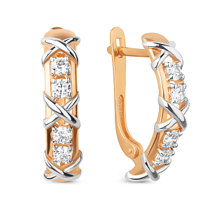 Серьги из красного золота с фианитами