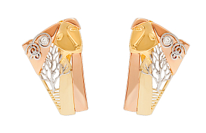 Серьги из желтого золота с фианитами