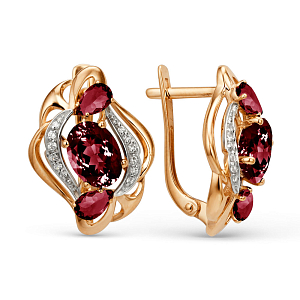 Серьги из красного золота с гранатами