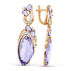 Серьги из красного золота с аметистами