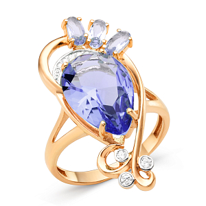 Кольцо из красного золота с аметистами