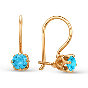 Серьги детские из красного золота с swiss топазами