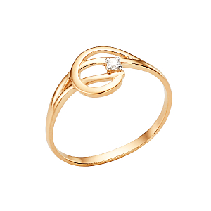 Кольцо из красного золота с фианитом