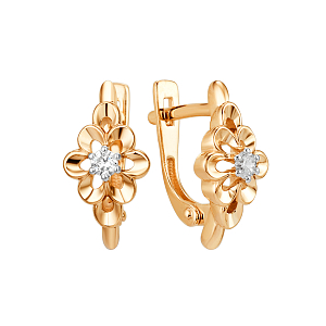 Серьги из красного золота с фианитами