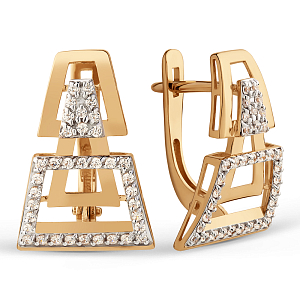 Серьги из красного золота с фианитами