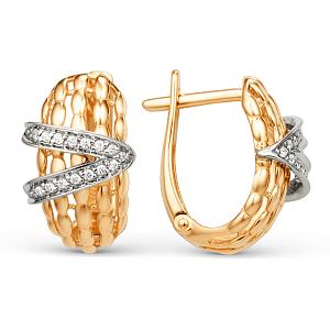 Серьги из красного золота с фианитами