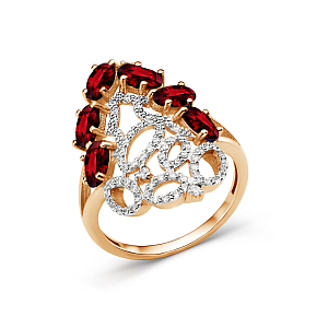 Кольцо из красного золота с гранатами