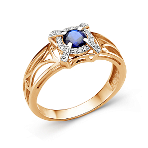 Кольцо из красного золота с ювелирным кристаллом