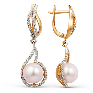 Серьги из красного золота с фианитами