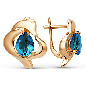 Серьги из красного золота с лондон топазами