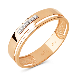 Кольцо из красного золота с фианитами