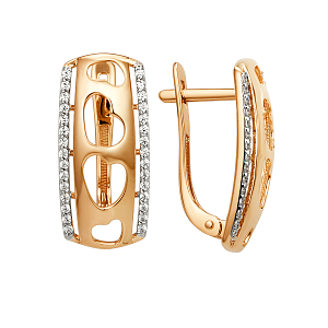 Серьги из красного золота с фианитами