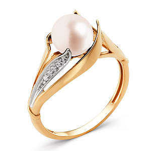 Кольцо из красного золота с фианитами