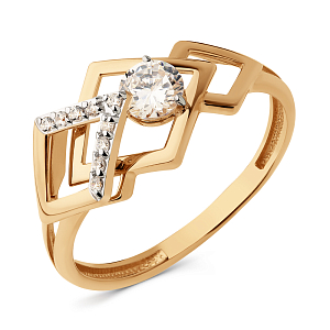 Кольцо из красного золота с фианитами