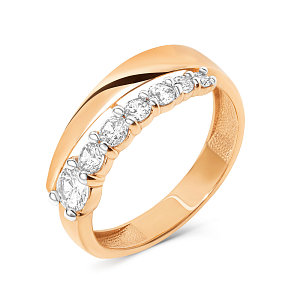 Кольцо из красного золота с фианитами