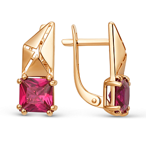 Серьги из красного золота с корундами