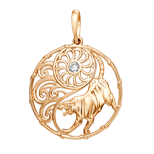 Подвеска из красного золота с фианитом