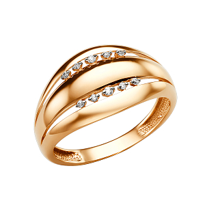 Кольцо из красного золота с фианитами