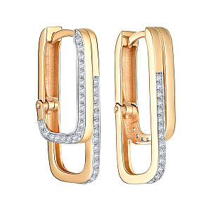 Серьги из красного золота с фианитами