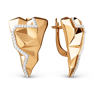 Серьги из красного золота с фианитами